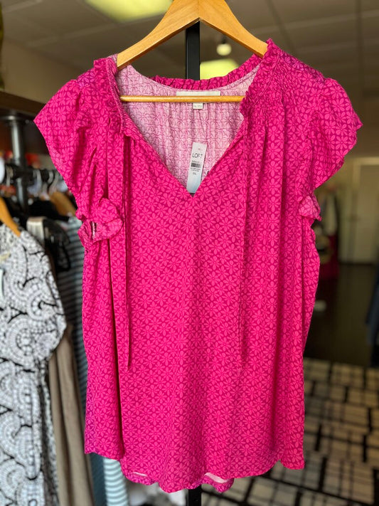 LOFT NWT - SS Floral Print Top - Pink