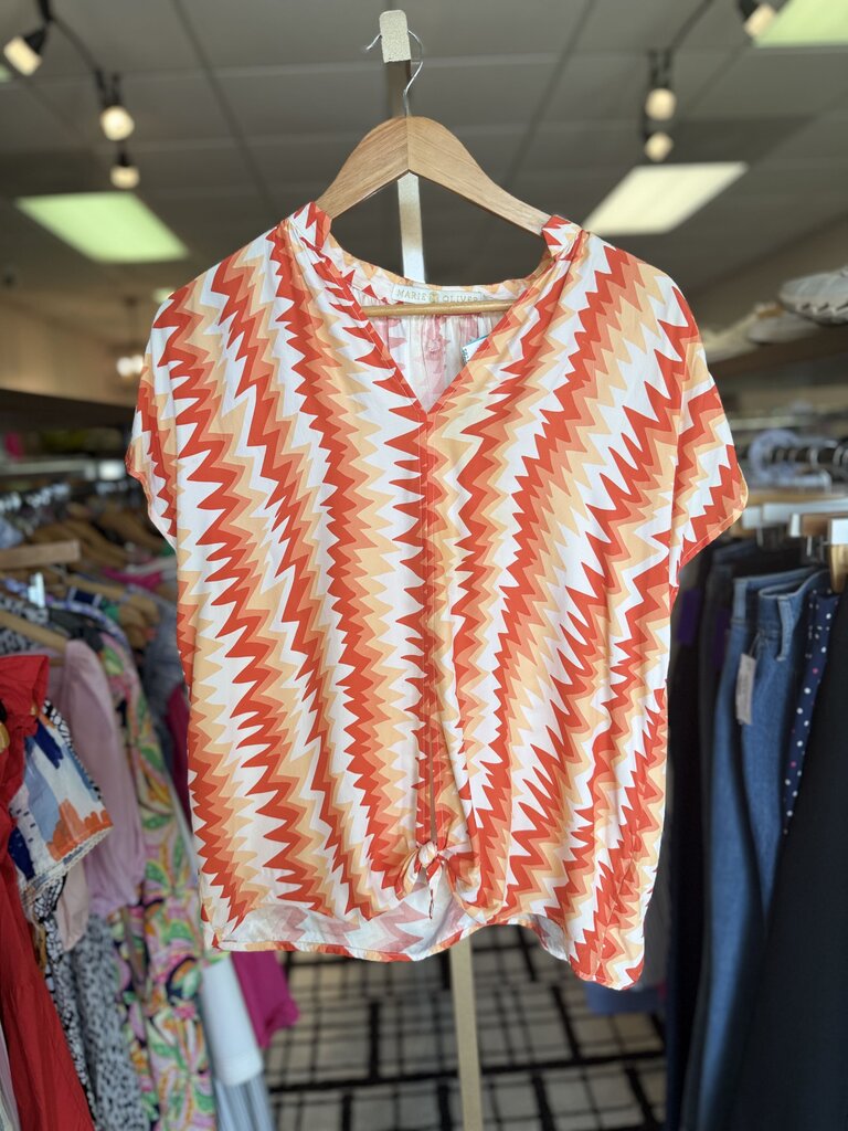 Marie Oliver - SS Silk Blouse w. Zig Zag Pattern