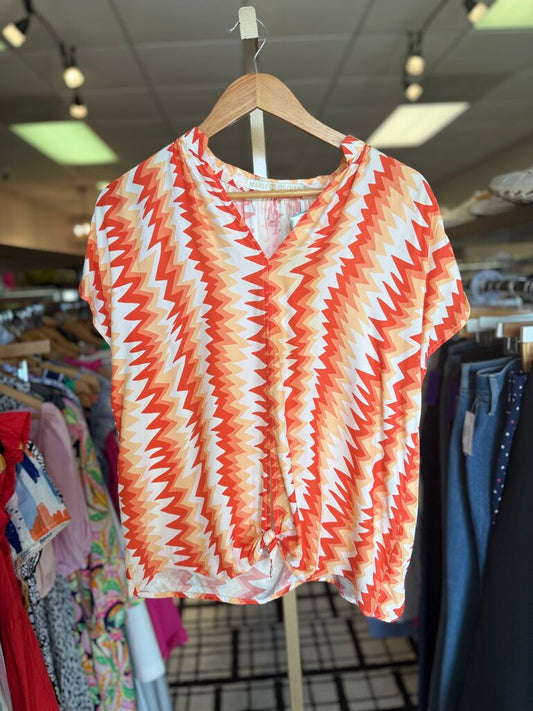 Marie Oliver - SS Silk Blouse w. Zig Zag Pattern