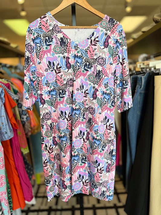 Lulu B - Elbow Dress in Animal Print