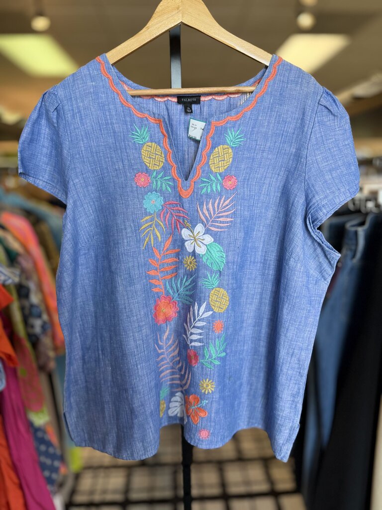 Talbots- SS Chambray Top