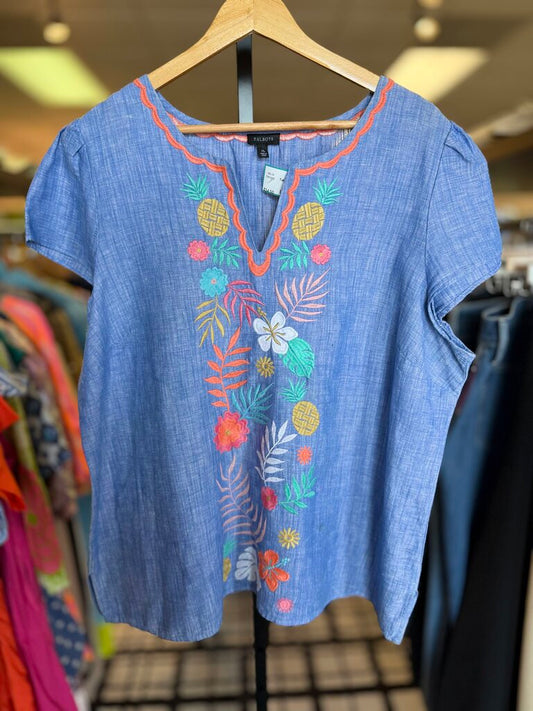 Talbots- SS Chambray Top