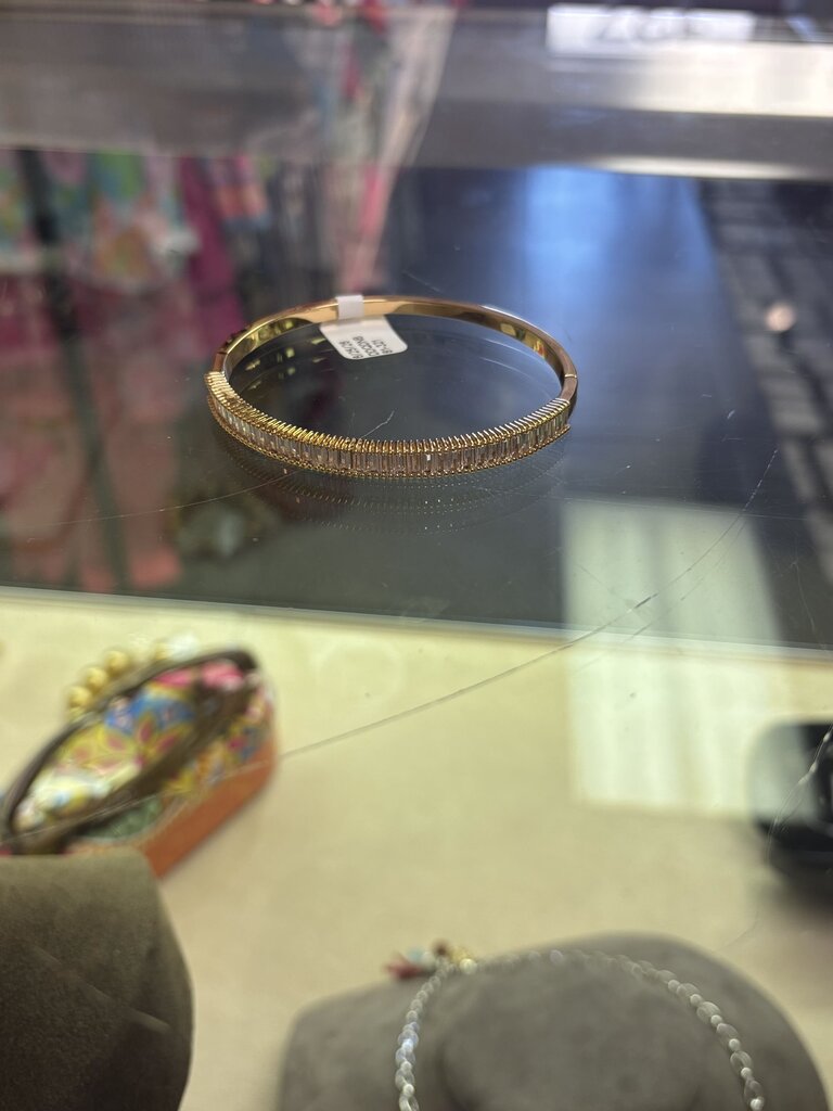 Rhinestone Cuff Bracelet - Gold