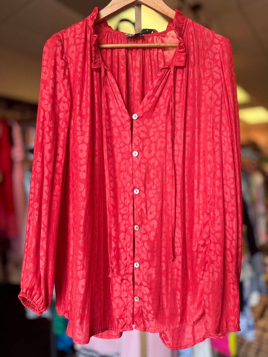 Show Me Your Mumu - Animal Print Blouse - Red