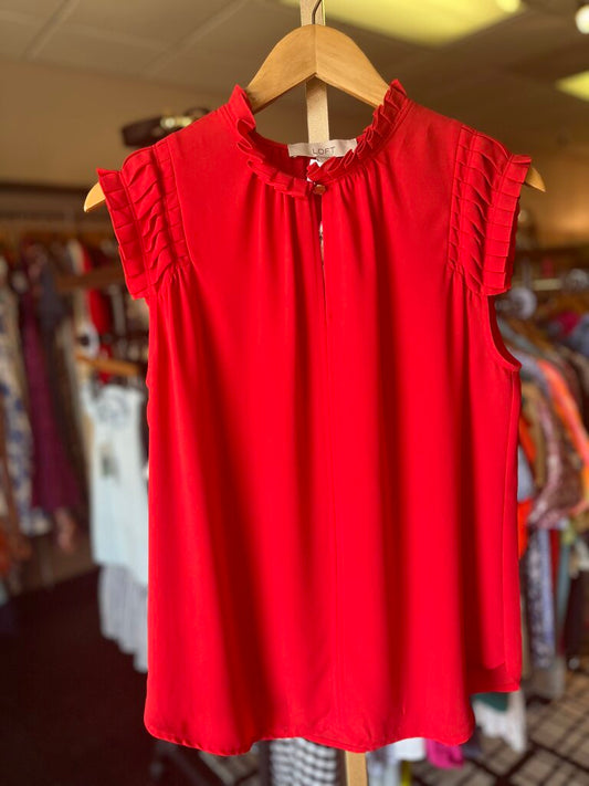 LOFT- NWT Red Flutter Sleeve Blouse