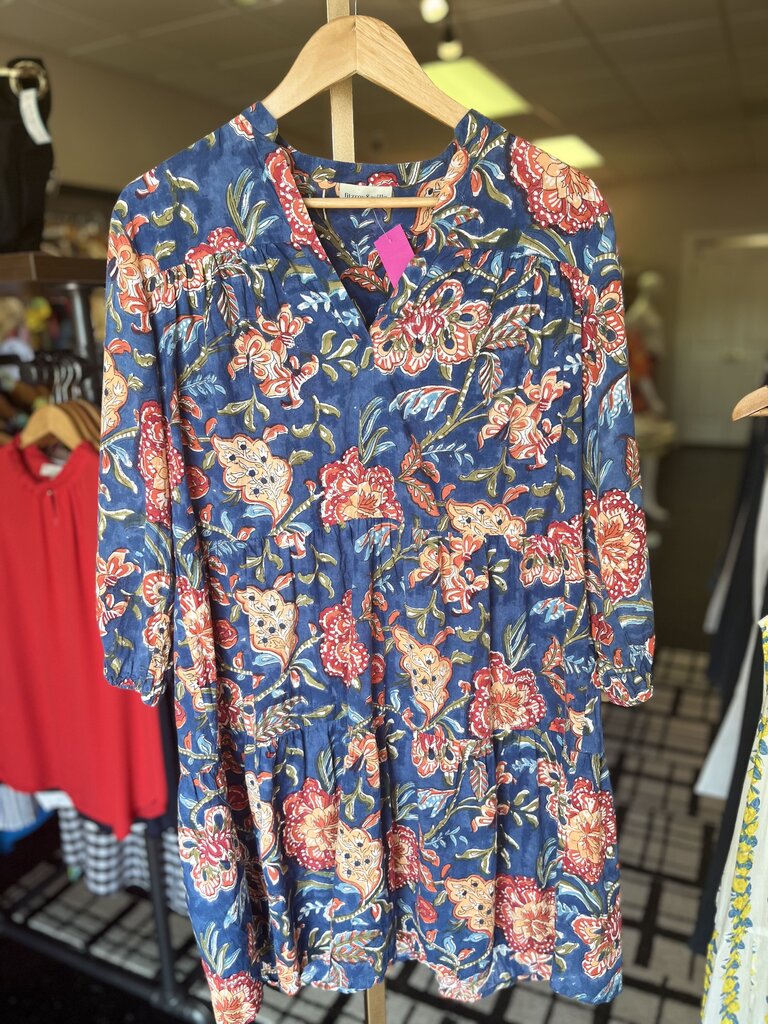 Fitzroy & Willa - Marti Dress in Blue Floral Print