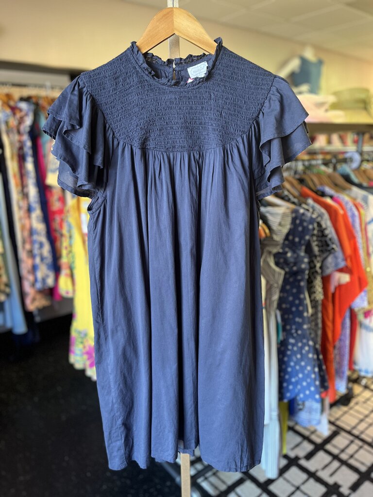 Mudpie - Smocked Flutter Sleeve Dress - Blue