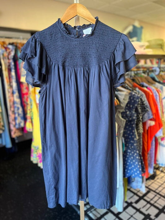 Mudpie - Smocked Flutter Sleeve Dress - Blue