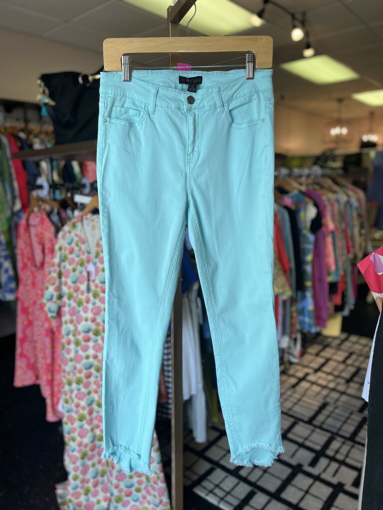 Renuar - Raw Hem Ankle Pants - Teal