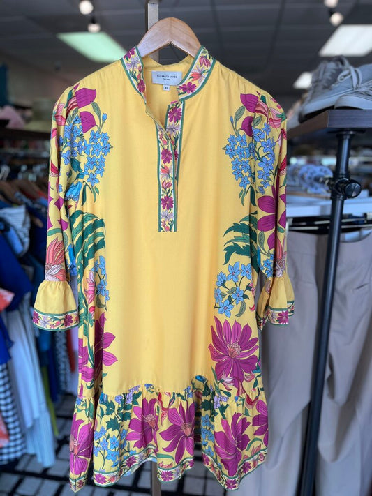 Elizabeth James - Clover Dress in Tapestry Yellow