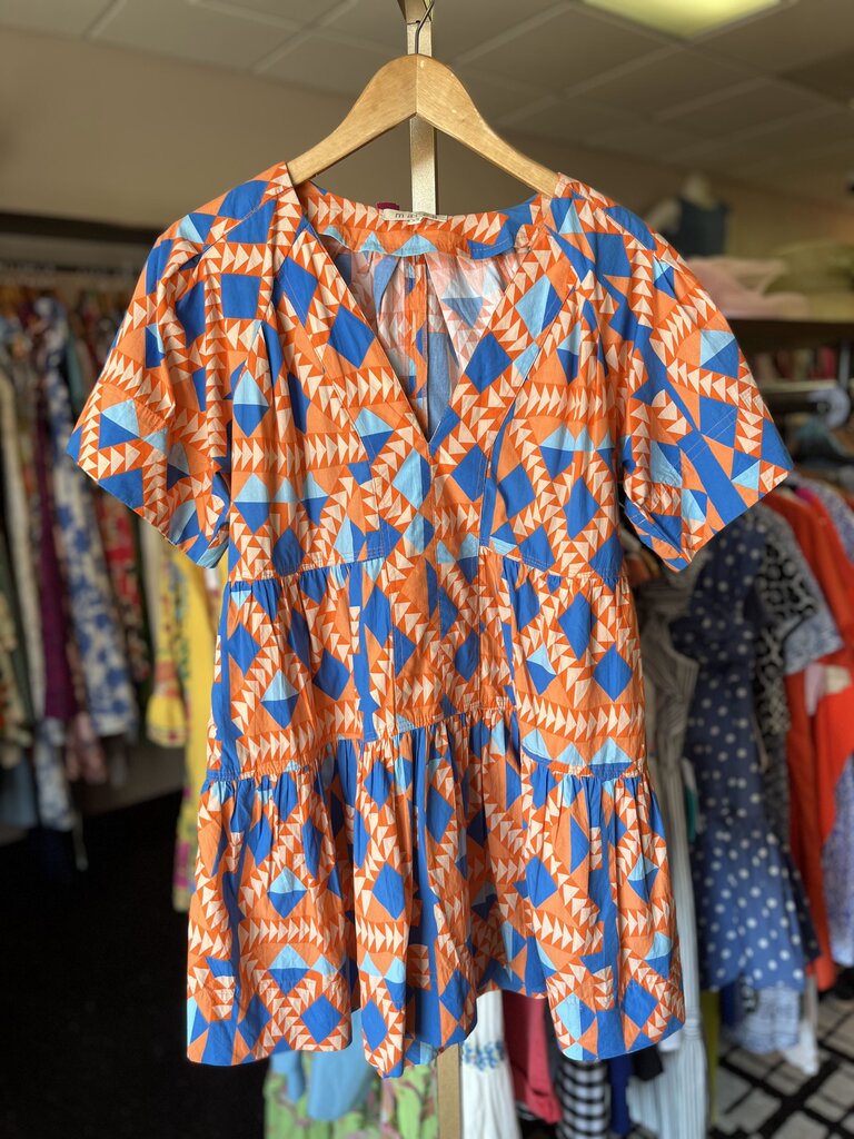 Marea - Poplin Dress in Grecian Geo Print