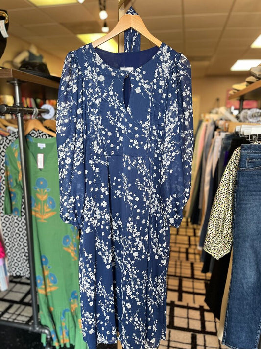 Sue Sartor - Flounce Dress in Navy Floral