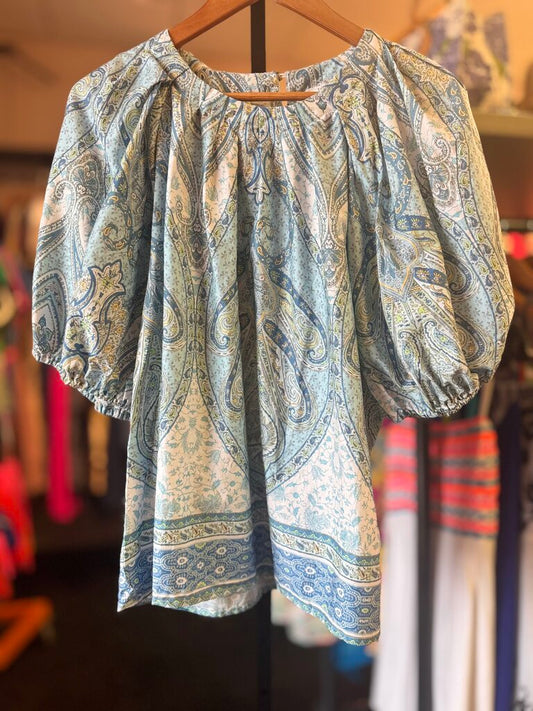 Tyler Boe - Paisley Print Puff Sleeve Top