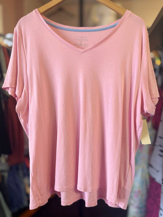 Talbots - Pima Cotton V-Neck Tee - Pink