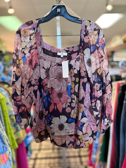 Entro - Squareneck Floral Top - Brown
