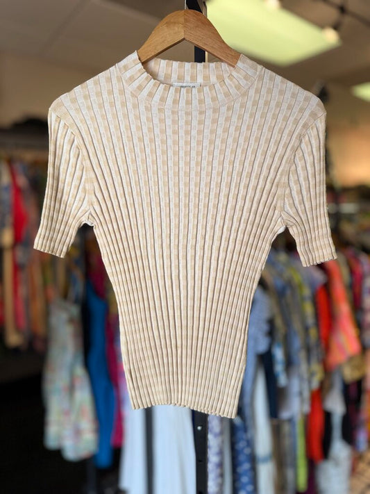 Lafayette 148 - Gingham Crepe SS Sweater