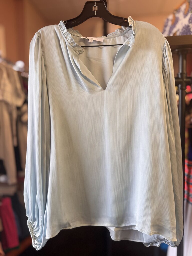 Sugarlips NWT -Hathaway Split Neck Top -Light Blue