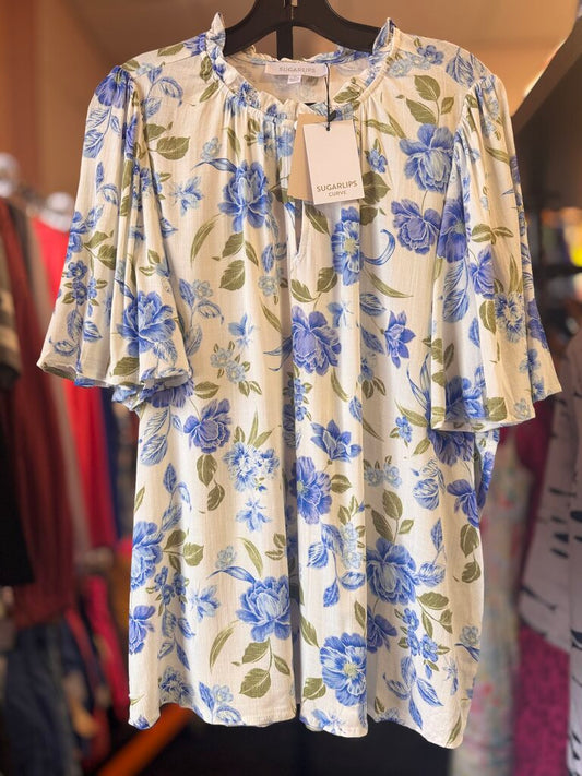 Sugarlips NWT-Milla Floral Ruffle Top