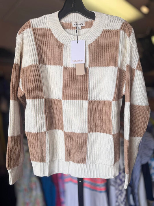 Sugarlips NWT -Morning Star Checkerboard Sweater