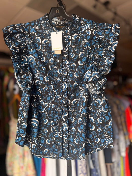 Sugarlips NWT-Etta Floral Ruffle Top