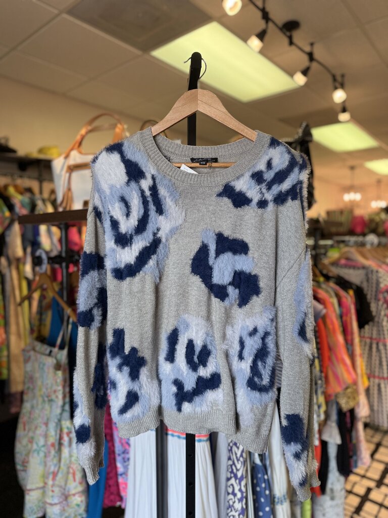 Charlie B - Hairy Cheetah Print Sweater - Gray