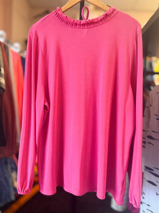 Talbots - Ruffle Neck LS Blouse - Pink