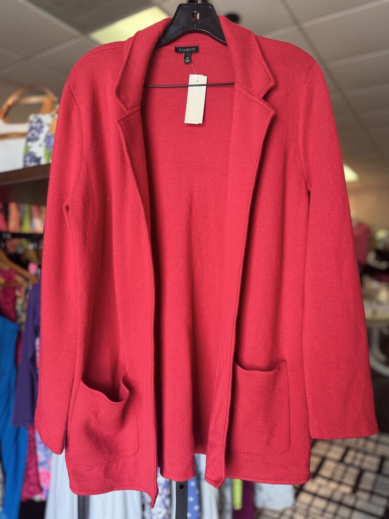 Talbots- Open Blazer Style Sweater - Red