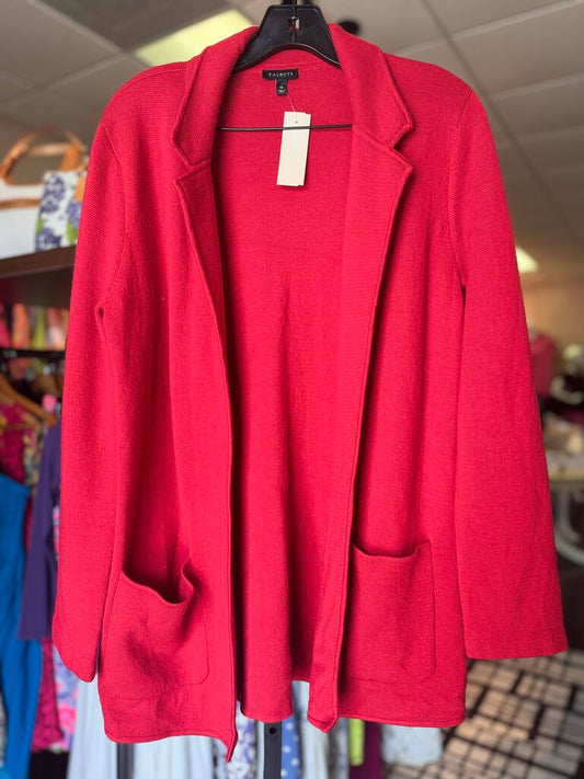 Talbots- Open Blazer Style Sweater - Red