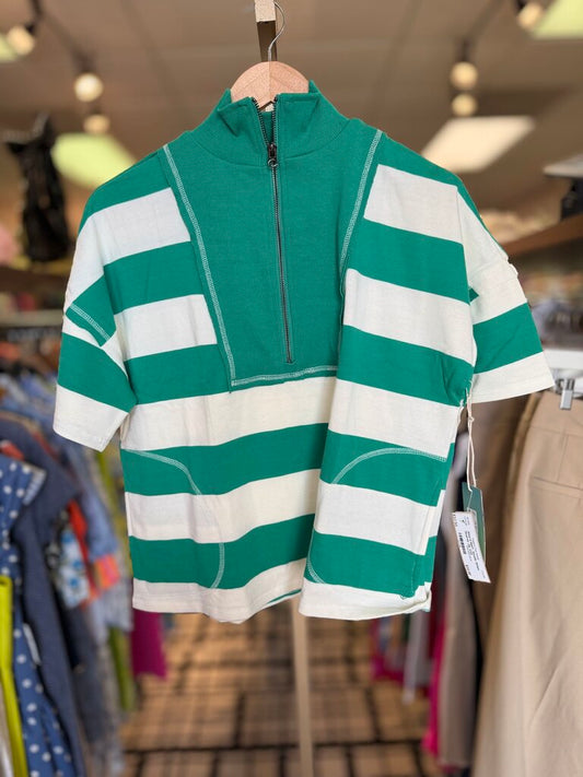 Altar'd NWT- Steady Stripe Quarter Zip