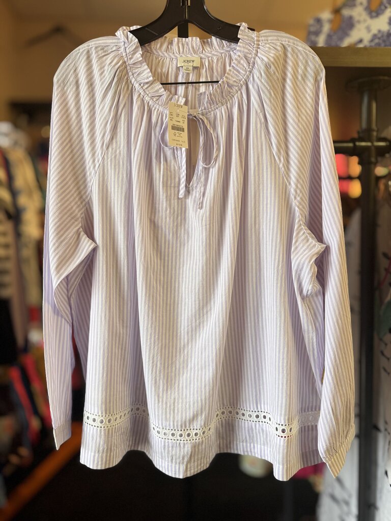 J.Crew NWT-LS Tie-Neck Top in Iced Lilac