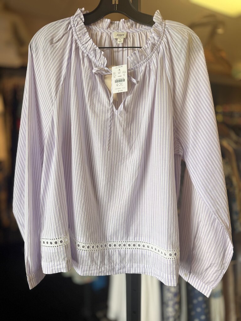 J.Crew NWT-LS Tie-Neck Top in Iced Lilac