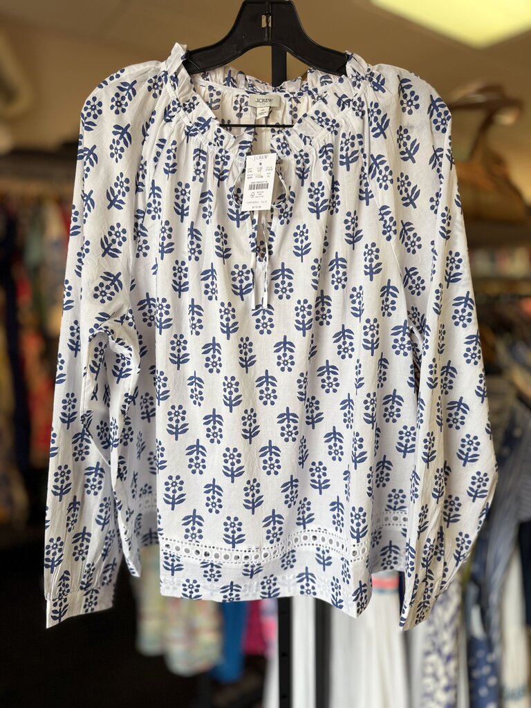 J.Crew NWT-LS Tie-Neck Top in Rich Regalia