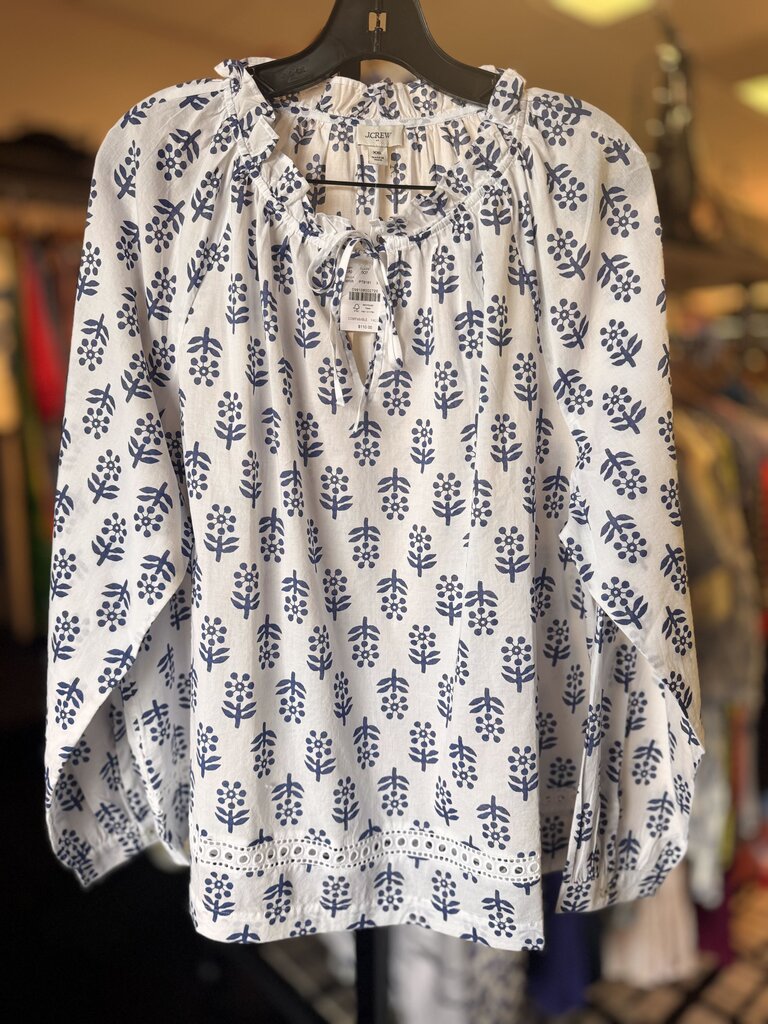 J.Crew NWT-LS Tie-Neck Top in Rich Regalia