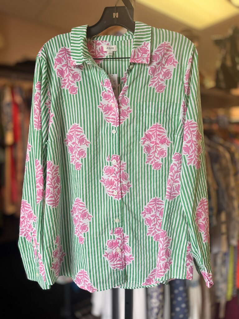 J.Crew NWT- Lightweight Cotton Button Down-Green