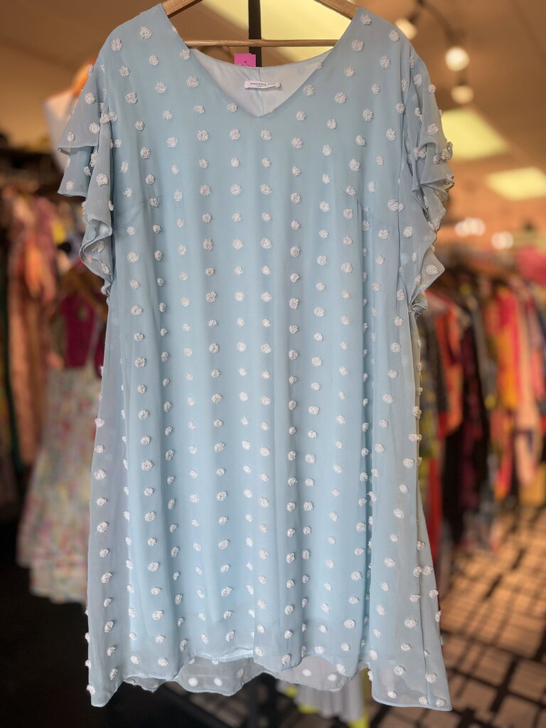 ChicSoul - Swiss Dot SS Dress - Blue