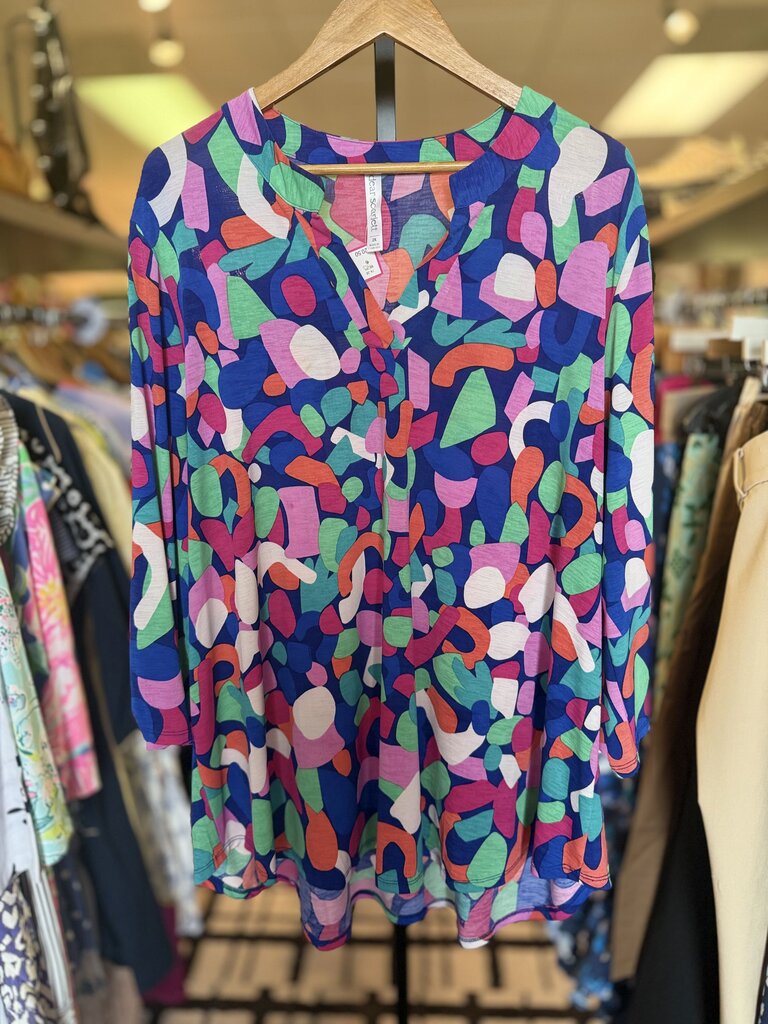 Dear Scarlett - LS Abstract Print Top - Blue