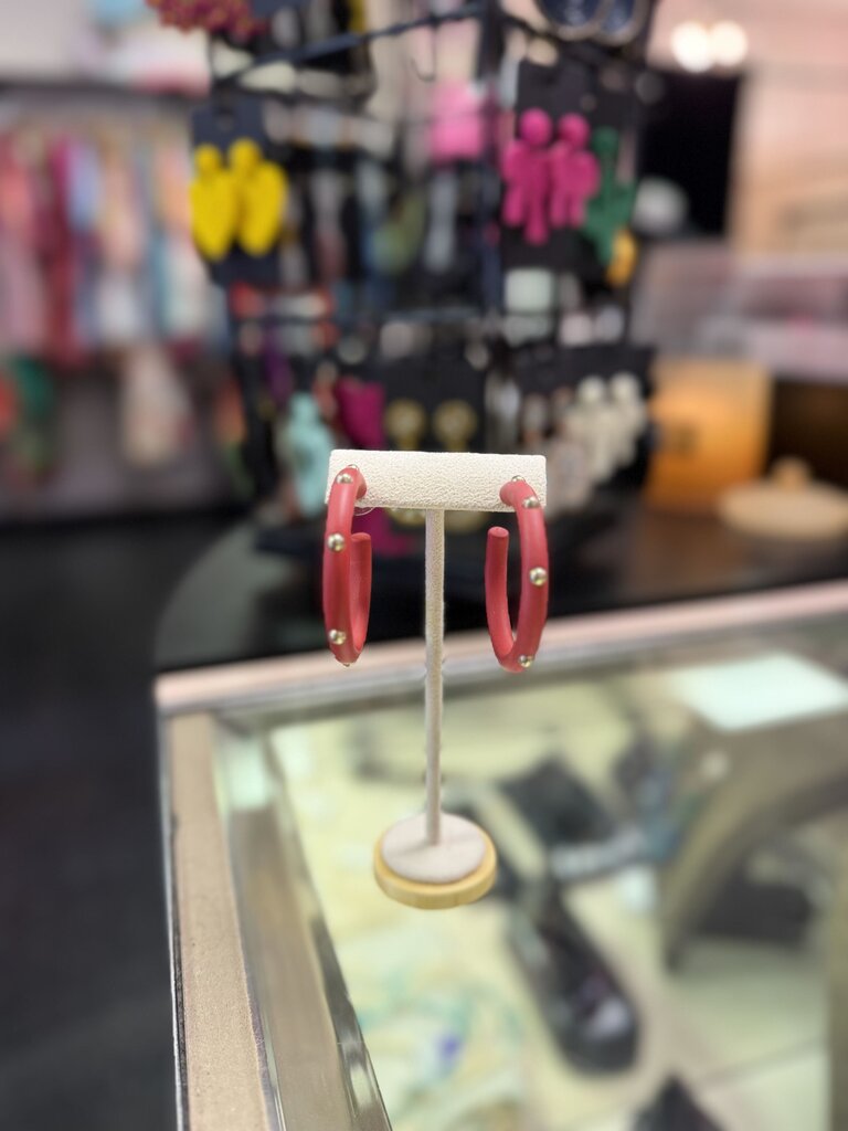 Red Hoop Earrings