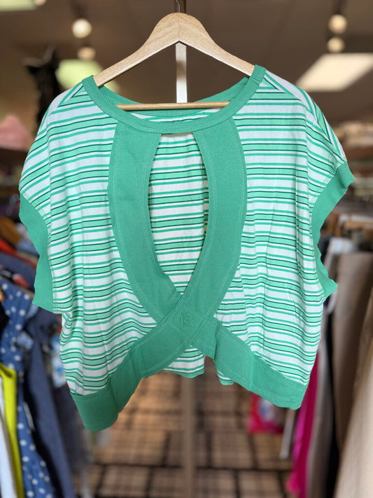 Altar'd NWT -Sprint Stripe Tee - Green