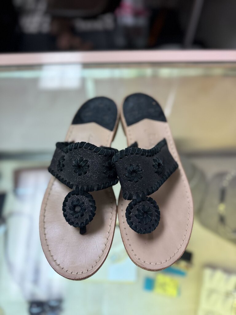 Jack Rogers - Jack Sandals in Black Glitter Finish