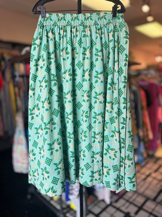Livro - Lou Skirt in Green Lattice Print
