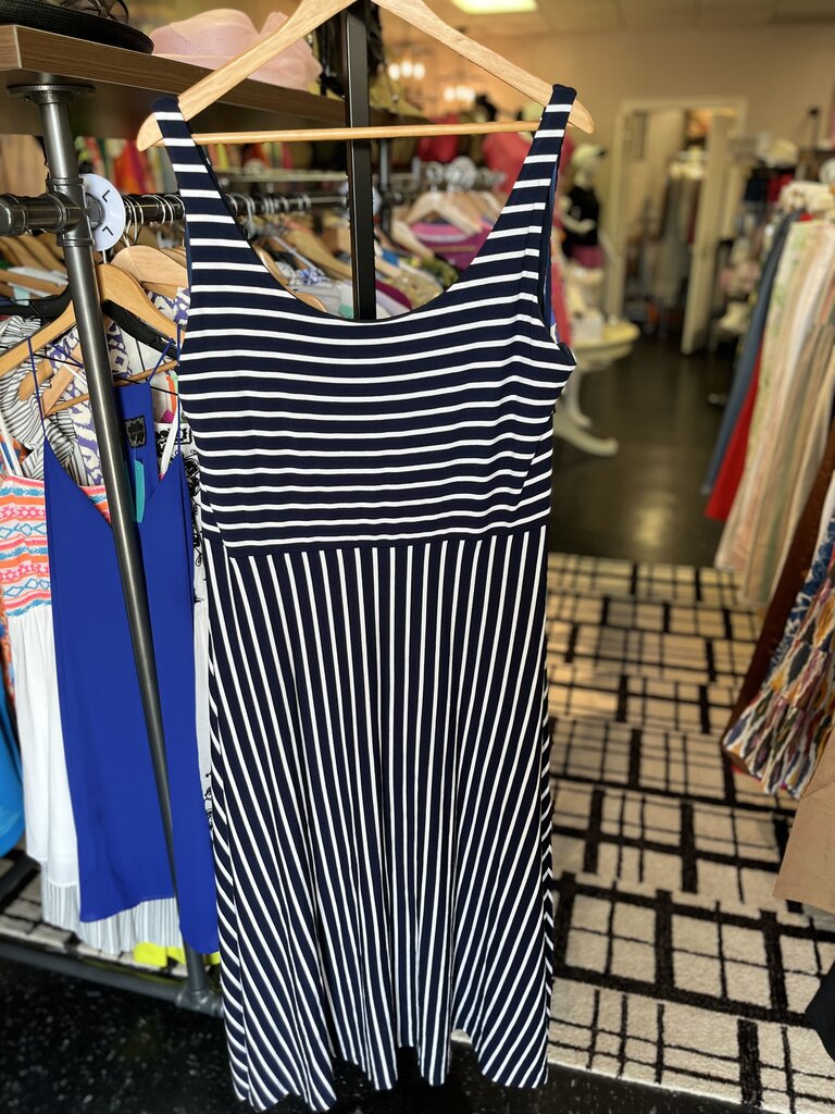 LOFT- Sleeveless Striped Jersey Maxi Dress - Navy