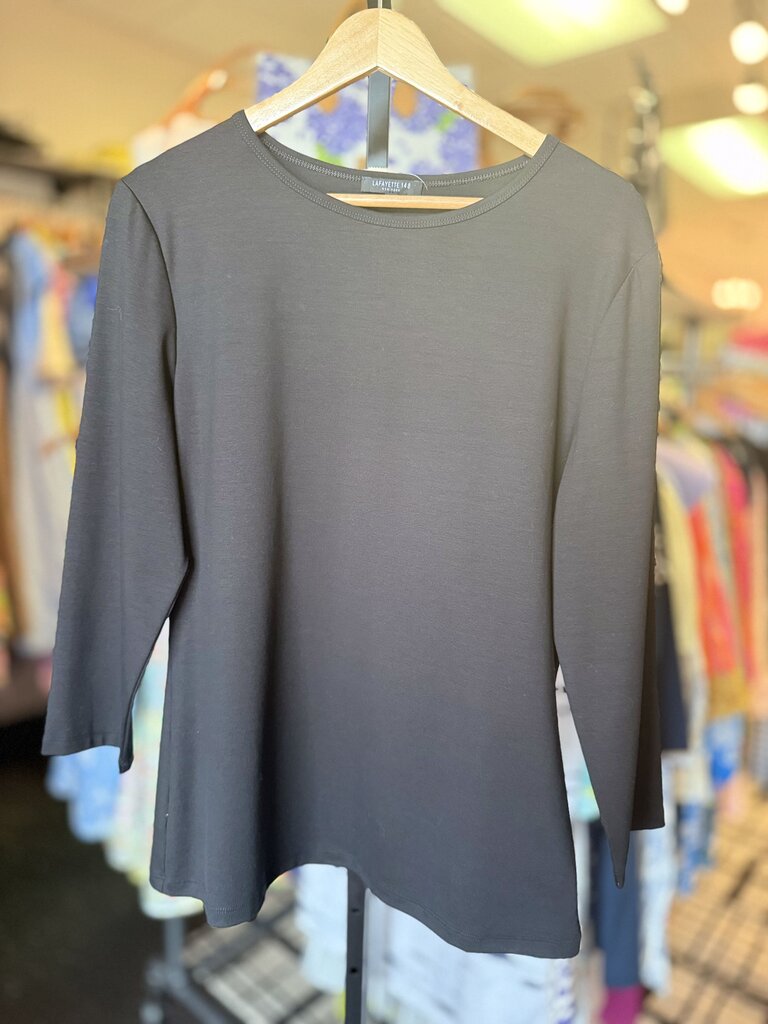 Lafayette 148 - LS Crewneck Top in Black