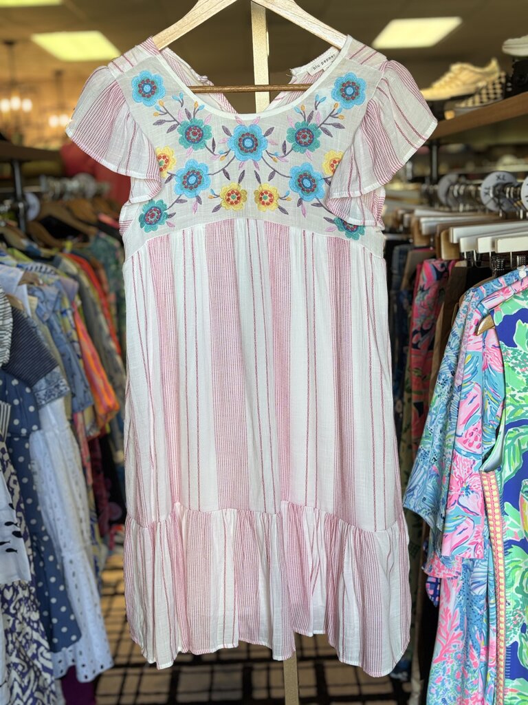 Blu Pepper - Embrodiered Flutter Sleeve Dress