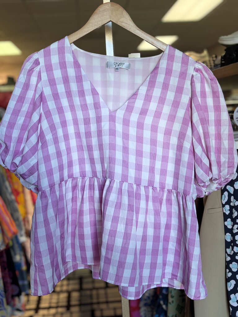Crosby - Jackie Top in Pink Gingham
