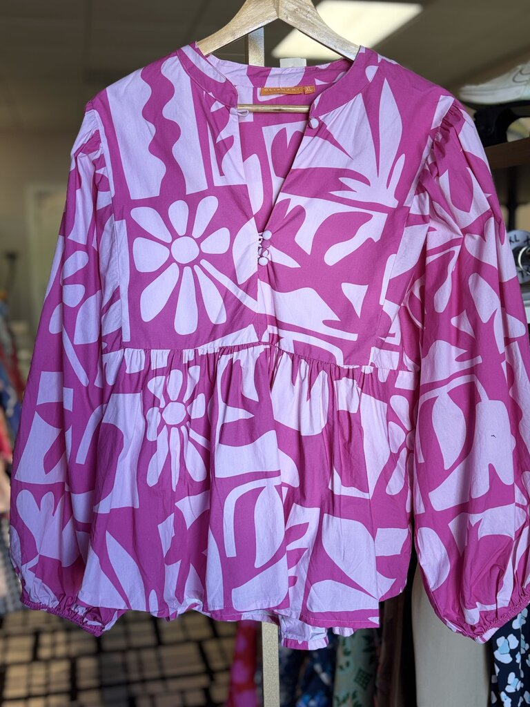 Oliphant- Balloon Sleeve Top in Floral Print