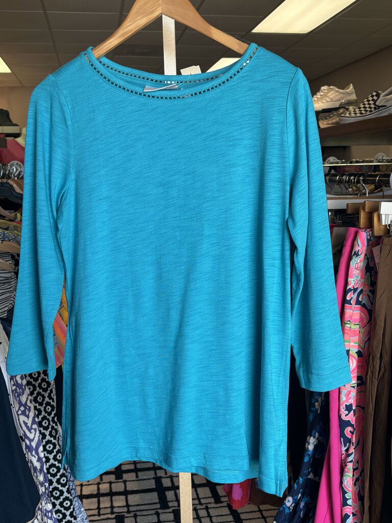 Belle by Kim Gravel - LS Knit Top in Teal