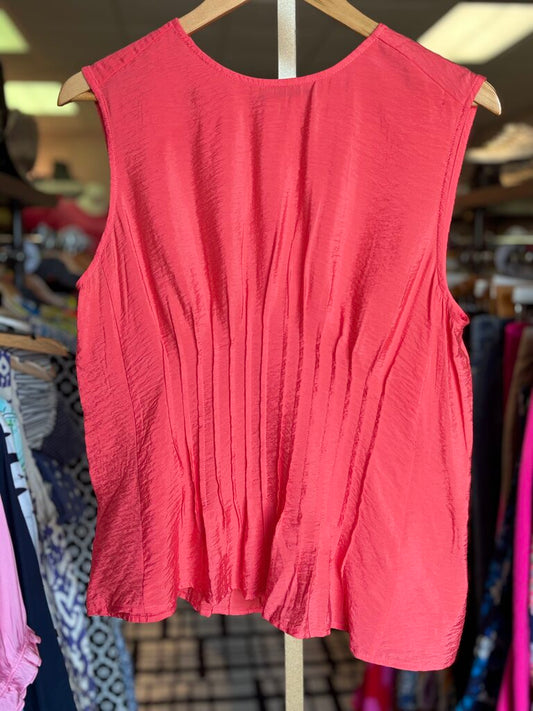 Anthro - Sleeveless Pleated Waist Top in Coral