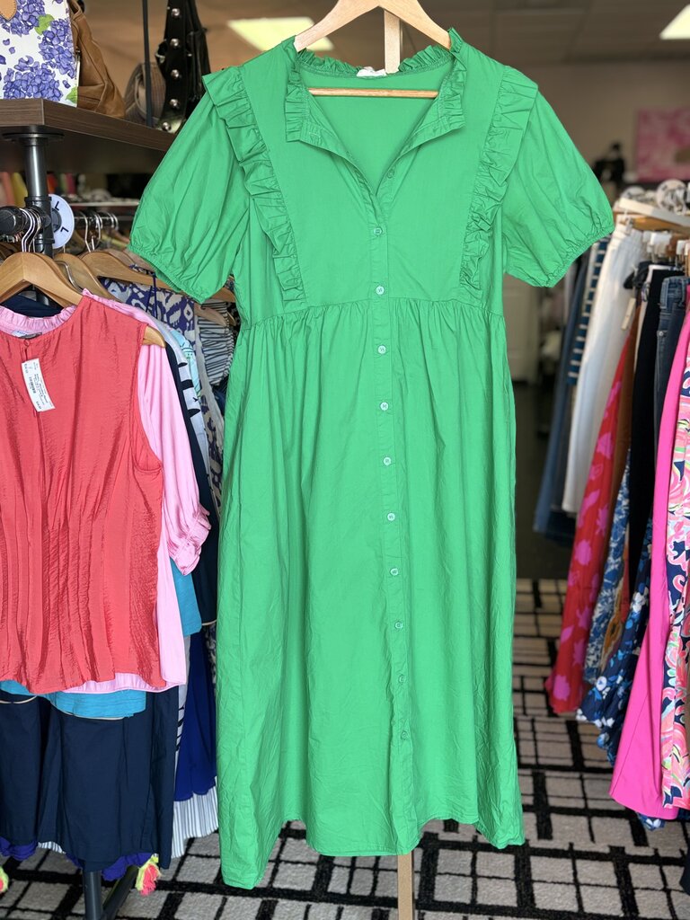 Jodifl - Kelly Green Button Down Maxi Dress