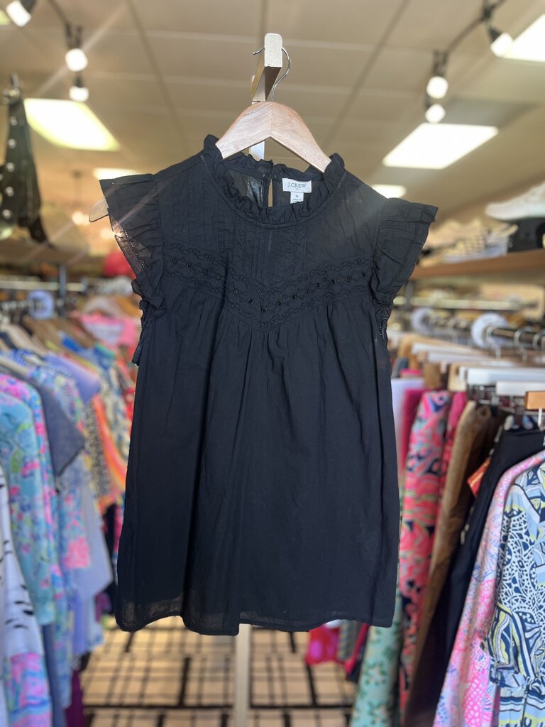 J.Crew - Flutter Eyelet Cotton Top - Black