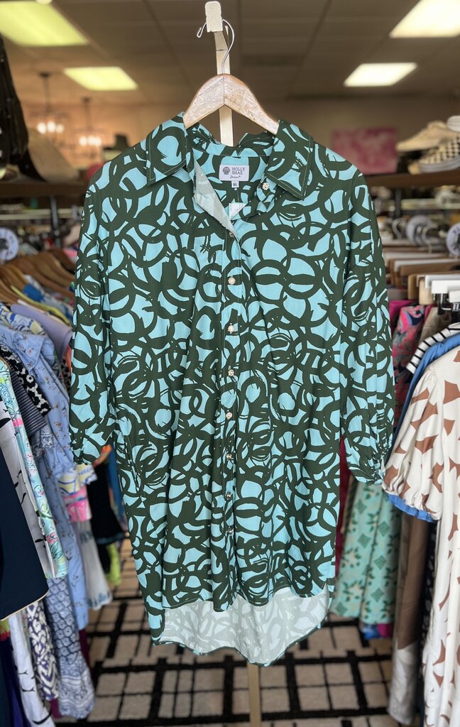 Holly Shae- Button Down Shirt Dress in Abstract Pattern